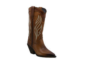 Bota Cowboy de Piel para Dama Triples Boots Delicias 36180 Café