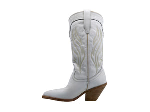 Bota Cowboy de Piel para Dama Triples Boots Delicias 36180 Blanco